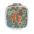 Carolines Treasures Letter G Flowers Retro Blue Compact Mirror CJ2012-GSCM